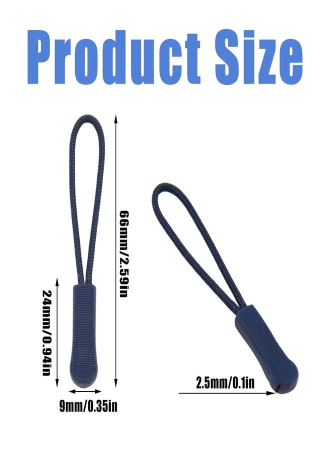 Ruidee 50 Pieces Zipper Pulls Zipper Tabs Zipper Pull Cord Extender Replacement Zipper Pulls for Backpacks, Jackets, Luggage, Purses, Handbags（Dark Blue） - Image 2