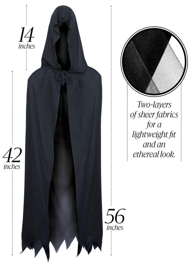 OLYPHAN Witch Costume for Women Halloween with Witch Hat Black Hooded Cloak Cape Spider Lace Gloves and Antique Like Pendant Choker Black Witch 4PC Accessories Set - Image 4