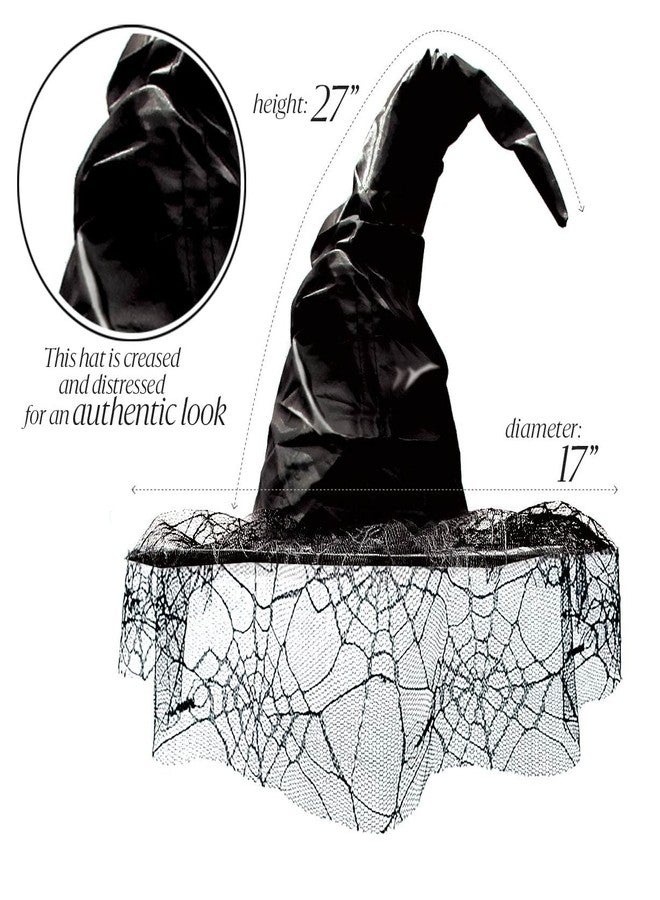 OLYPHAN Witch Costume for Women Halloween with Witch Hat Black Hooded Cloak Cape Spider Lace Gloves and Antique Like Pendant Choker Black Witch 4PC Accessories Set - Image 3