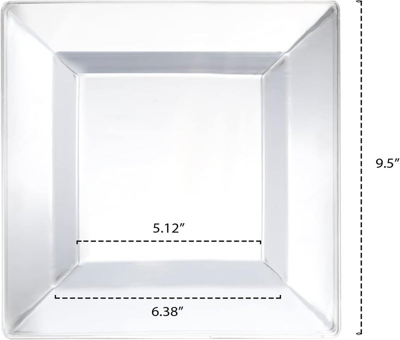 Party Essentials 40Count Hard Plastic 95 Classic Square LunchDinner Plates Clear - Image 5