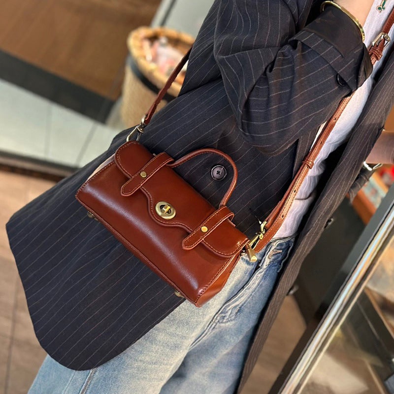 Summer Popular Genuine Leather Small Bag Women'S Baguette Bag All-Match Casual Vegetable Tanning Top Layer Cowhide Women'S Bag Crossbody Bag - Image 4