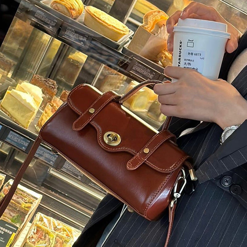 Summer Popular Genuine Leather Small Bag Women'S Baguette Bag All-Match Casual Vegetable Tanning Top Layer Cowhide Women'S Bag Crossbody Bag - Image 5