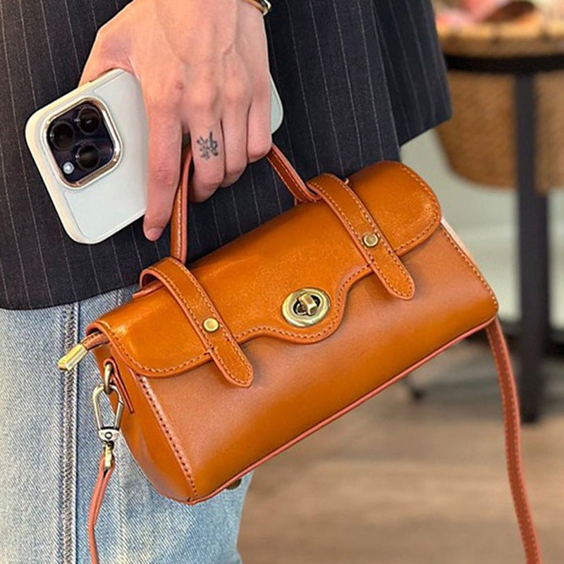 Summer Popular Genuine Leather Small Bag Women'S Baguette Bag All-Match Casual Vegetable Tanning Top Layer Cowhide Women'S Bag Crossbody Bag - Image 2