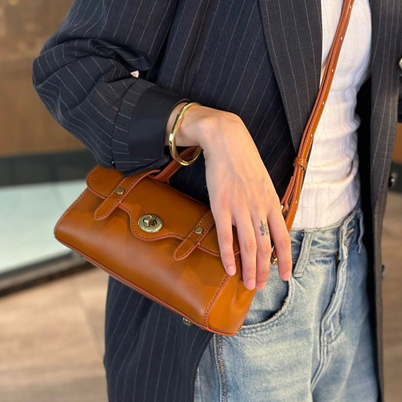 Summer Popular Genuine Leather Small Bag Women'S Baguette Bag All-Match Casual Vegetable Tanning Top Layer Cowhide Women'S Bag Crossbody Bag - Image 3