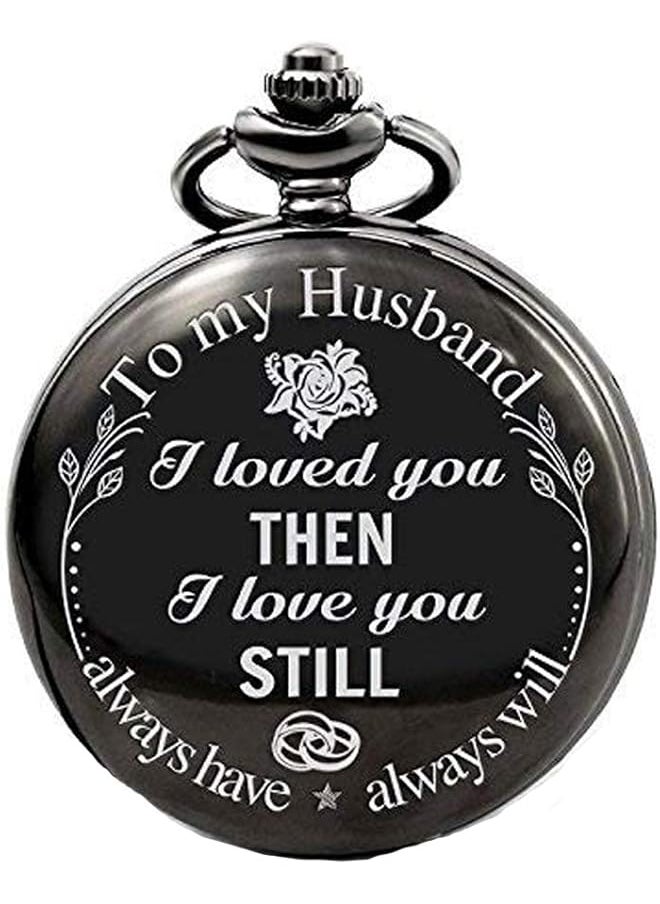 YELLOW CHIMES - Pocket Watch Pendant With Chain For Husband Unique Memorable Gift Dual Purpose Stainless Steel Clock For Men - Image 1