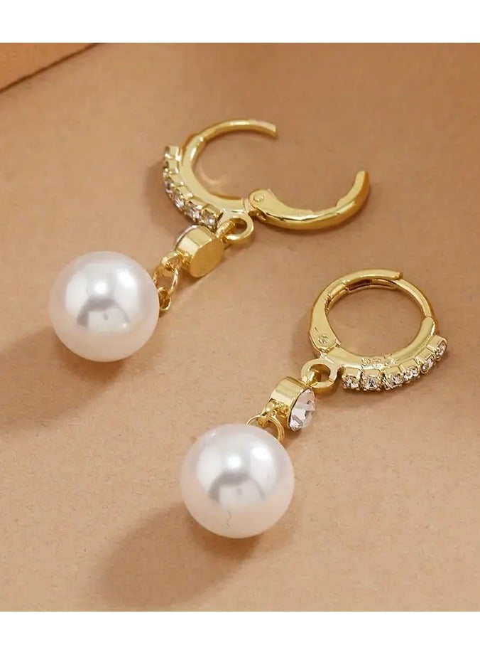 Home Clearance Sale Elegant Pearl Drop Earrings Simple Fashion Everyday Party Wear Dangle Earrings Gift For Women Mom - Image 4