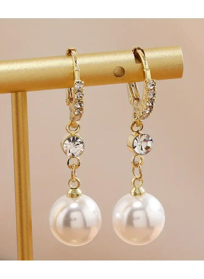 Home Clearance Sale Elegant Pearl Drop Earrings Simple Fashion Everyday Party Wear Dangle Earrings Gift For Women Mom - Image 2