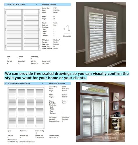 Suncraft Shutters -Plantation Shutters –Custom Made Window Blinds – No Front Tilt Rod - Easy DIY Installation – Interior Plantation Shutters -Privacy Blinds for Kitchen, Bath, Bedroom - Image 4