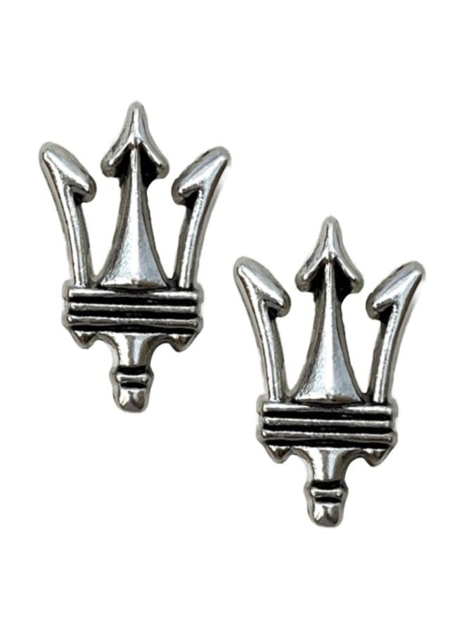 FURE Trident Metal Collar Pins (Rhodium) for Men and Women - Image 1