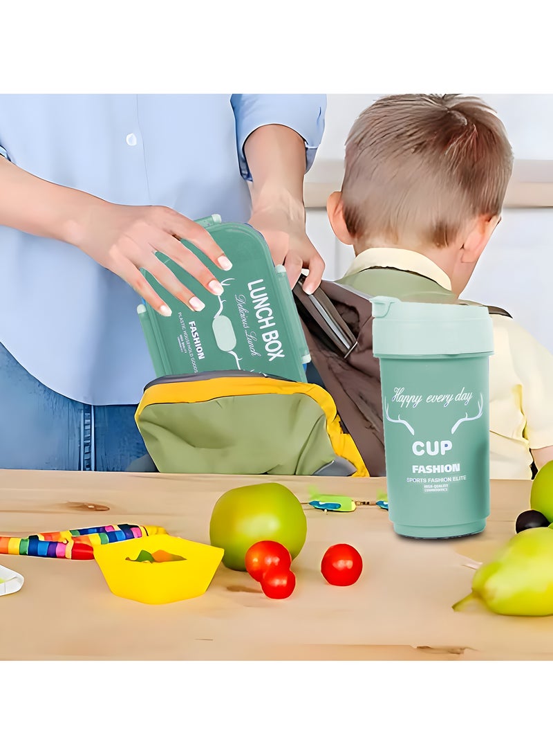 دريزو صندوق غداء للأطفال والكبار، صندوق بينتو مقاوم للتسرب بسعة كبيرة مع زجاجة مياه مطابقة، آمن للاستخدام في الميكروويف والفريزر وغسالة الأطباق، صندوق غداء مثالي للمدرسة والمكتب، أخضر - Image 5