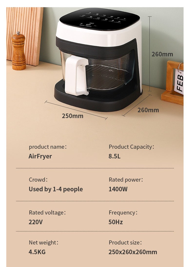 8.5L Visible Air Fryer - Multi-functional Oven with Large Capacity and Automatic Cooking Function  - Image 3