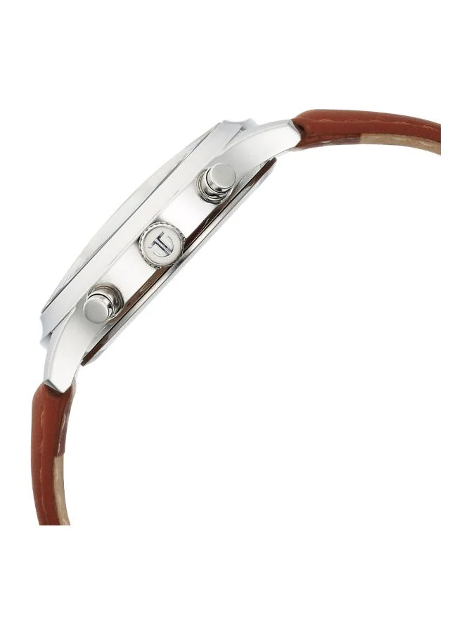 تيتان Men Multifunction Display Watch With Tan Leather Strap - 1874SL05