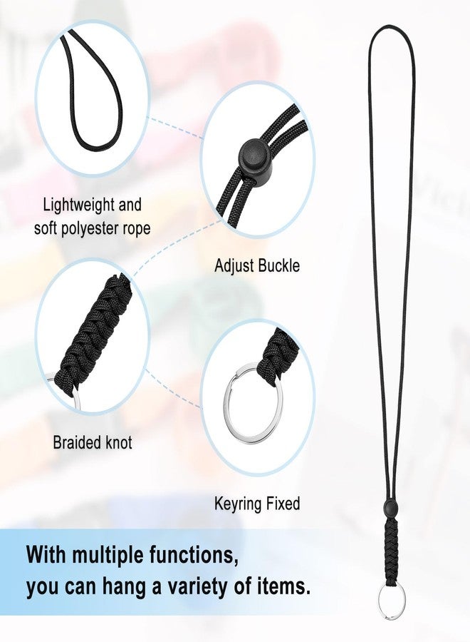 M METERXITY 1-Pack Lanyards for ID Badges, Black Adjustable Keychain Long Key Neck Lanyard Strap with Keyring for Man/Woman/Girls/Teacher, ID Holder Folder - Image 2
