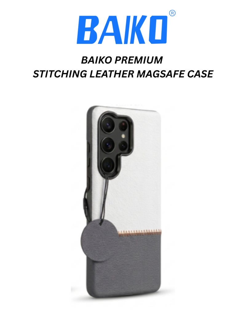 BAIKO Premium Stitching Leather MagSafe Case for Samsung S Series – Shockproof Slim Protective Cover with Strong Magnetic Charging Support, Smart Elegant Design - Image 1