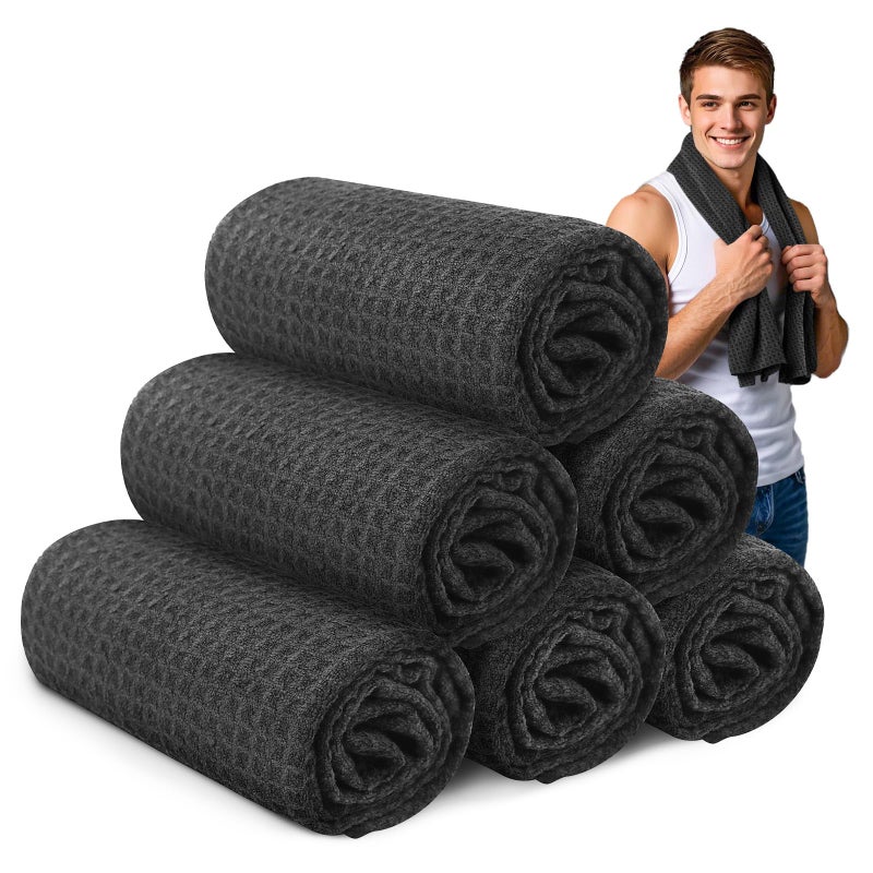SOOWASH Microfiber Gym Towels for Working Out, Sweat Towels, Workout Gear for Body Sweat Quick Dry Lightweight Fast Drying, Women & Men,Hot Yoga, Exercise, 14"X40" Black - Image 1