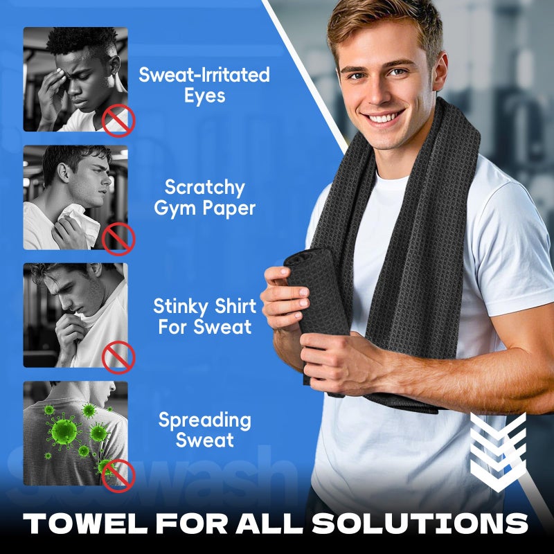 SOOWASH Microfiber Gym Towels for Working Out, Sweat Towels, Workout Gear for Body Sweat Quick Dry Lightweight Fast Drying, Women & Men,Hot Yoga, Exercise, 14"X40" Black - Image 3