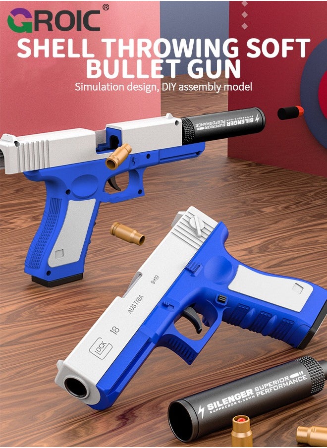GROIC - Soft Bullet Toy Guns, Glock Continuous Shell Throwing Soft Gun Toy, Toy Foam Blasting Gun, Shooting Games Machine Gun Toys Pistol Toys for Kids Soft Bullet Gun with Eva Soft Bullet, Target etc - Image 1