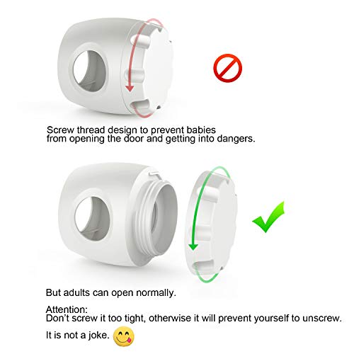 Uxoz Door Knob Safety Cover, 4 Pack Baby Safety Door Handle Cover, Screw Thread Design, Reusable, Reliable Solution to Prevent Kids from Popping Off The Covers - Image 2