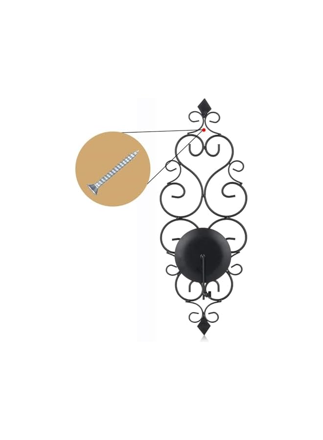 The Bros Iron Wall Candle Sconce Holder Set of 2 Hanging Wall Mounted Pillar Candle Sconces Holder, Wall Sconces Decor for Bedroom Dining Room (Black) - Image 3