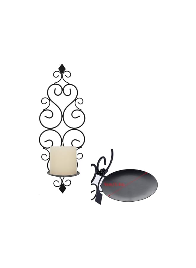 The Bros Iron Wall Candle Sconce Holder Set of 2 Hanging Wall Mounted Pillar Candle Sconces Holder, Wall Sconces Decor for Bedroom Dining Room (Black) - Image 2