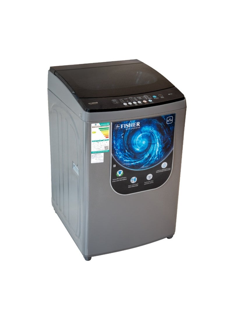 FISHER Top Load Washing Machine 17 kg FAWMT-M170GIHDD, Silver, 680 RPM, Energy-Saving Inverter Motor, LED Digital Display, Touch Control, Multiple Wash Programs, Delay Start, Large Capacity Laundry Solution for Homes, Families, and Offices - Image 3