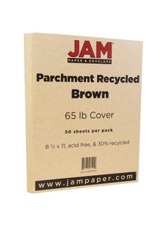 JAM Paper Parchment 65Lb Cardstock 8.5 X 11 Coverstock 176 Gsm Brown Recycled 50 Sheets Pack  - Image 3