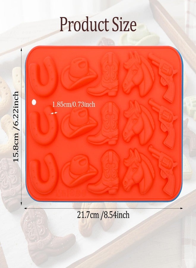 Shimmeroo Cowboy Silicone Gummy Molds, 3D Western Themed Chocolate Molds Silicone with Cowboy Horse Boots Hat Saddle Shapes for DIY Baking Cupcake Cake Candy Party Desserts Decorations(Red) - Image 2