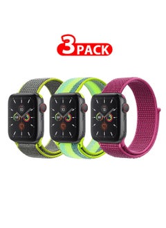 3 Pack For Apple Watch 41mm 40mm 38mm Nylon Sport Loop Band Compatible With iWatch Series 7 SE 6 5 4 3 2 1 Men Women Braided Stretchy Nylon Loop Bands