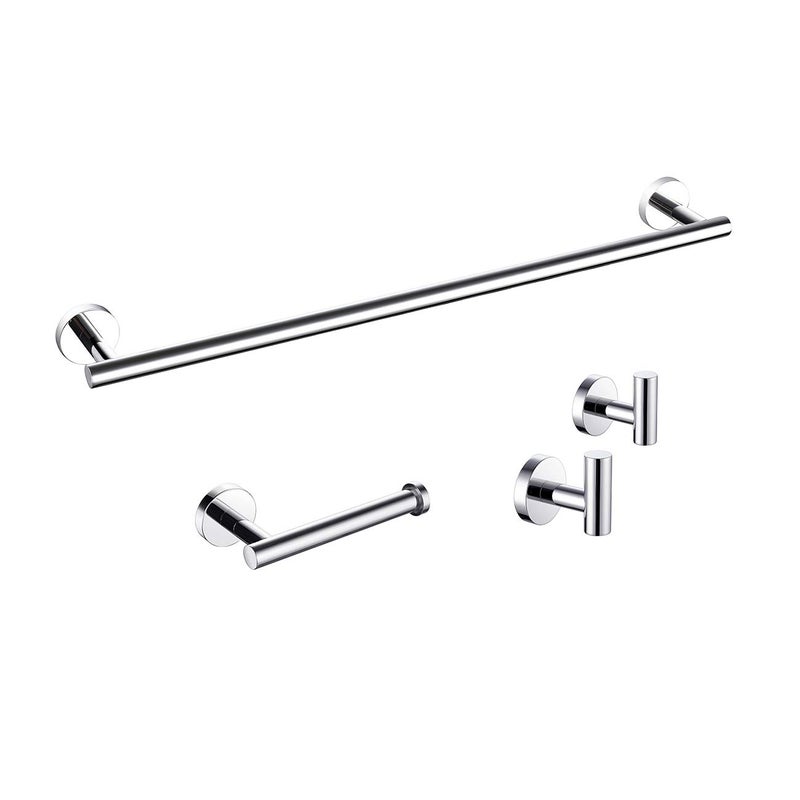 Miyili 4Pieces Polished Stainless Steel Bathroom Hardware Set Wall Mounted  Includes 24 Towel Bar Toilet Paper Holder 2X Robe Hooks BS01C4B