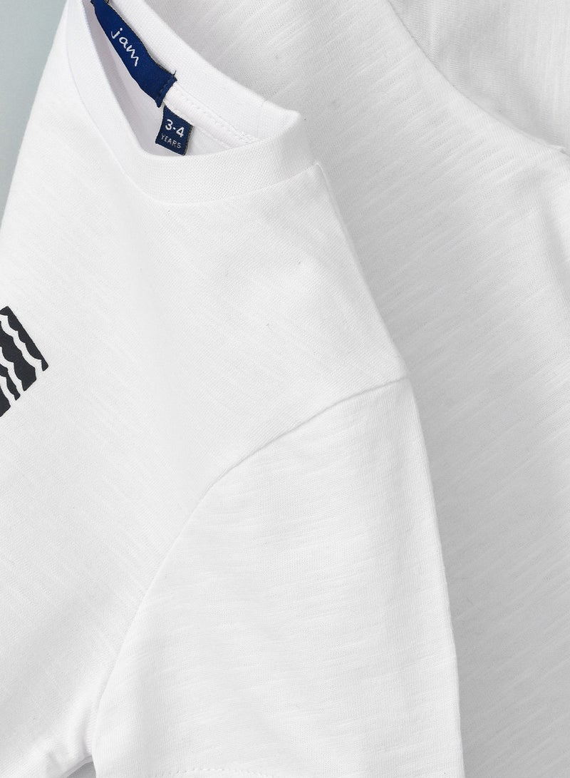 JAM Round Neck Knit T-Shirt With Print At Front - Image 4