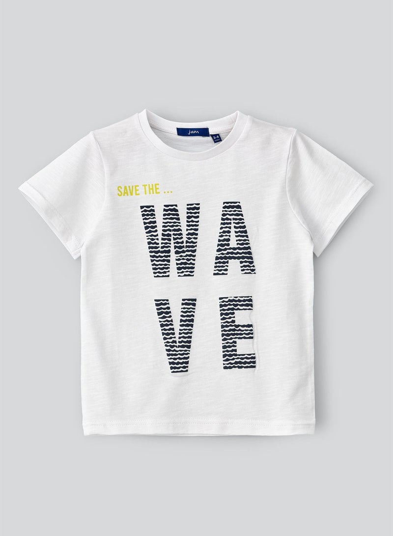 JAM Round Neck Knit T-Shirt With Print At Front - Image 1