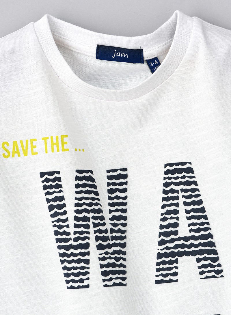 JAM Round Neck Knit T-Shirt With Print At Front - Image 3