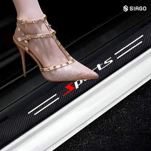 SIAGO Anti-Scratch Door Sill Guard | 4-Piece Carbon Fiber Protector Set for Front & Back Doors | Universal Fit Car Exterior Sill Guard Vinyl Stickers | SIA203 - Image 2