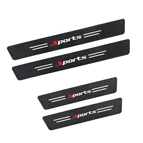 SIAGO Anti-Scratch Door Sill Guard | 4-Piece Carbon Fiber Protector Set for Front & Back Doors | Universal Fit Car Exterior Sill Guard Vinyl Stickers | SIA203 - Image 1