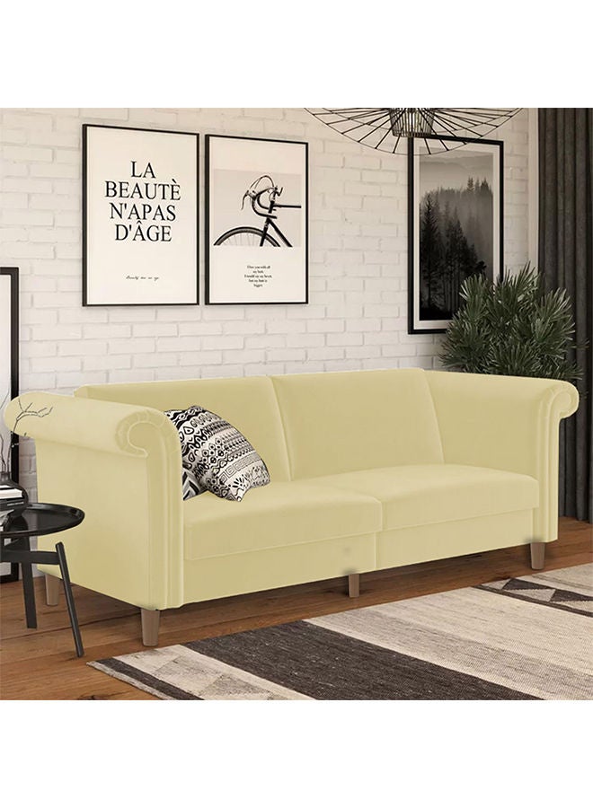 In-House Serena | Sofabed 2 In 1 Upholstered In Velvet - Dark Ivory - Image 1