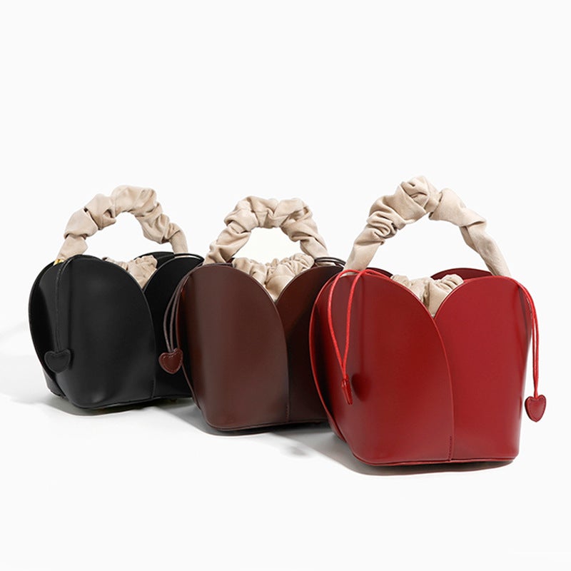 Petal Bag Mother And Child Bag Red Wedding Bag Bridal Bag Personalized Handbag Textured Shoulder Messenger Bag - Image 2