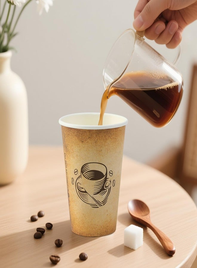 Clawsoff 300 Pack 12oz Paper Coffee Cups, Hot/Cold Beverage 12oz Disposable Coffee Cups, Retro Design, Leak-Proof, Hot or Cold Drink, Cocoa, Chocolate, Coffee Bar Supplies - Image 5