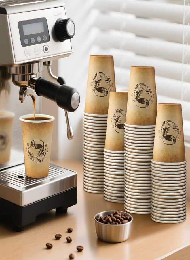 Clawsoff 300 Pack 12oz Paper Coffee Cups, Hot/Cold Beverage 12oz Disposable Coffee Cups, Retro Design, Leak-Proof, Hot or Cold Drink, Cocoa, Chocolate, Coffee Bar Supplies - Image 4