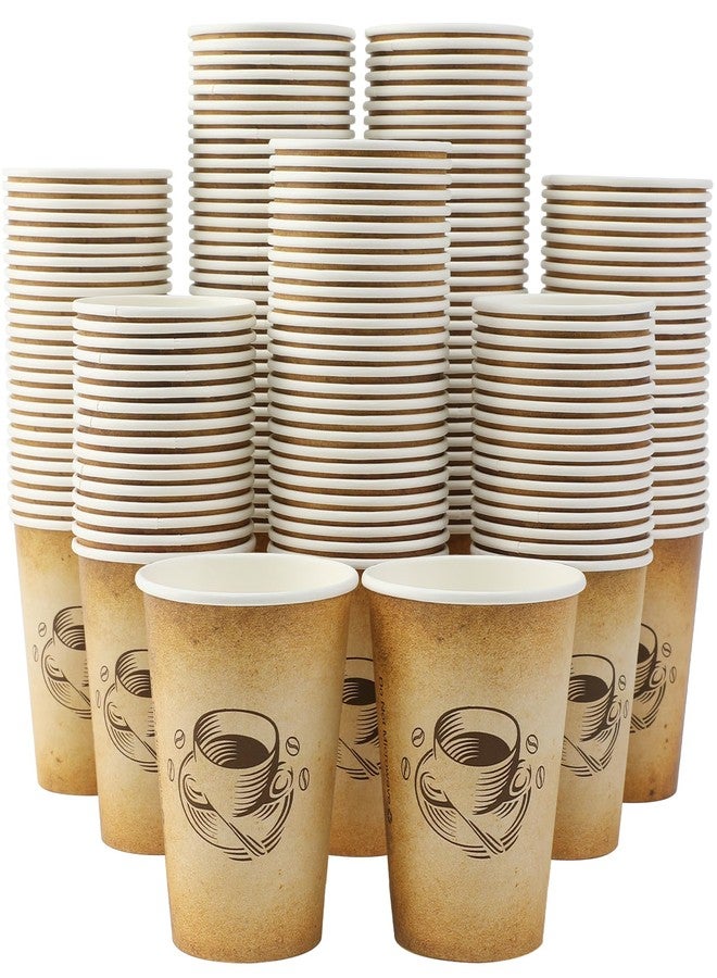 Clawsoff 300 Pack 12oz Paper Coffee Cups, Hot/Cold Beverage 12oz Disposable Coffee Cups, Retro Design, Leak-Proof, Hot or Cold Drink, Cocoa, Chocolate, Coffee Bar Supplies - Image 1