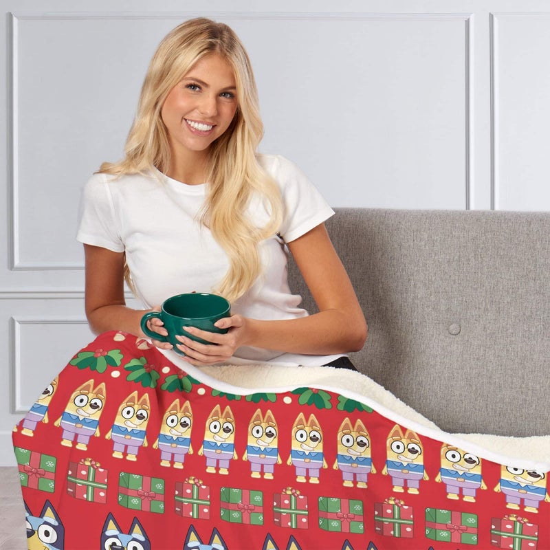 Northwest Northwest Bluey Silk Touch Sherpa Throw Blanket  50"" x 60""  Christmas Sweater - Image 3