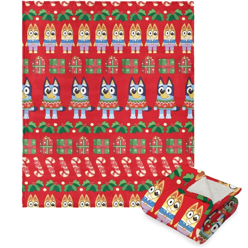 Northwest Northwest Bluey Silk Touch Sherpa Throw Blanket  50"" x 60""  Christmas Sweater - Image 1