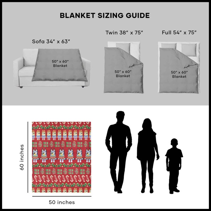Northwest Northwest Bluey Silk Touch Sherpa Throw Blanket  50"" x 60""  Christmas Sweater - Image 5