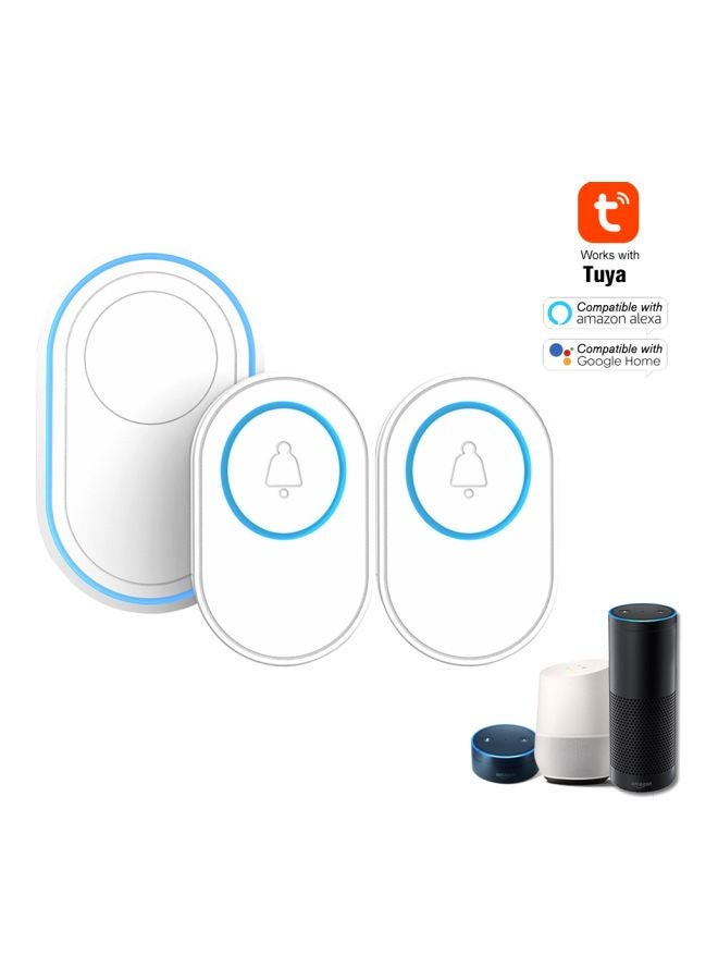 3-Piece Tuya Alarm Host With Wireless Wi-Fi Doorbell Function Set White/Blue 11.6x8.3x6centimeter - Image 2