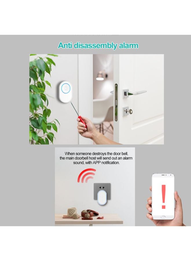 3-Piece Tuya Alarm Host With Wireless Wi-Fi Doorbell Function Set White/Blue 11.6x8.3x6centimeter - Image 4