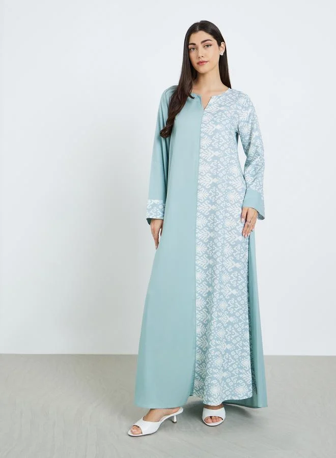 Amirah Women Green Printed A-Line Jalabiya