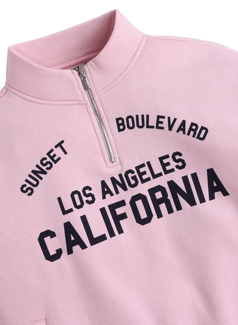 Victor And Jane  “Los Angeles California” Half-Zip Pullover – 100% Cotton Fleece Sweatshirt | 280 GSM for Women | Best Price UAE
