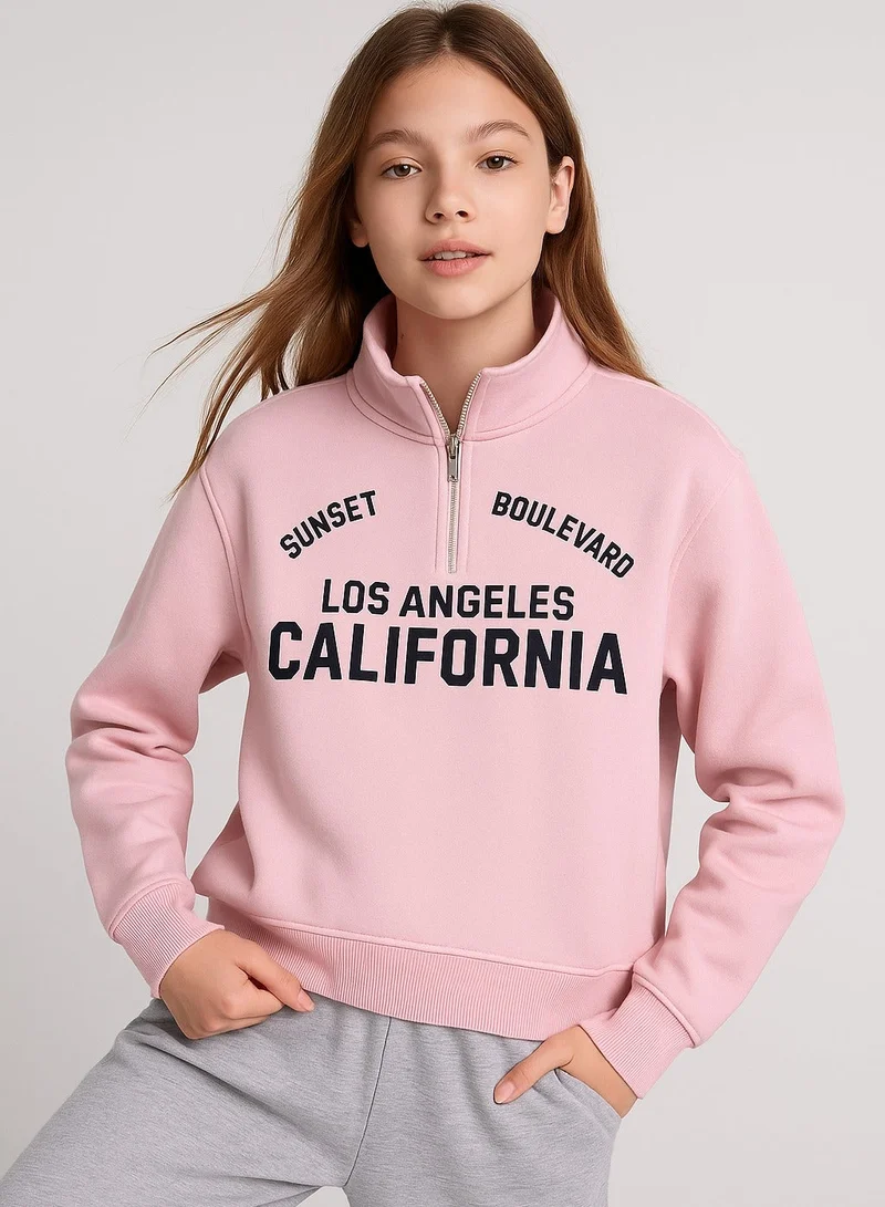 Victor And Jane  “Los Angeles California” Half-Zip Pullover – 100% Cotton Fleece Sweatshirt | 280 GSM for Women | Best Price UAE