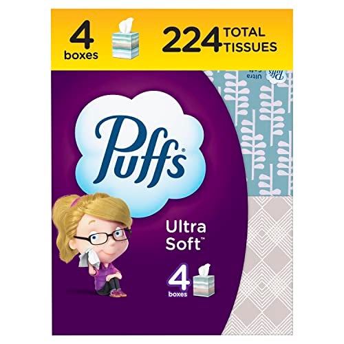 Puffs Ultra Soft Facial Tissues, 4 Cubes, 56 Facial Tissues Per Box - Image 1