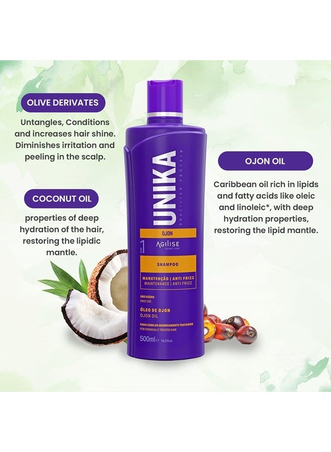 AGILISE COSMETICOS AGILISE-Unika Ojon Home Care Shampoo - Hair Care for Chemically Treated Hair - Hair Products for Women, Sulfate Free Shampoo Color Treated Hair, Hair Shampoo -Anti Frizz -OJON OIL, VEGAN -16.9fl.oz/50 - Image 4