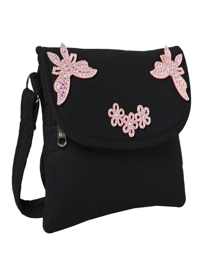 Coco Candy Women's Casual Lightweight Stylish Handbag | Butterfly & floral Black Sling Bag for Women - Perfect for Daily Use - Image 4